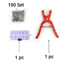 Snap Button Kit With Hand Pressure Pliers To Easy DIY Clothes Buckle Installation For Sewing DIY Crafts Clothing Bags Hats With Storage Box Included For Sewing Supplies - Silver - View 11