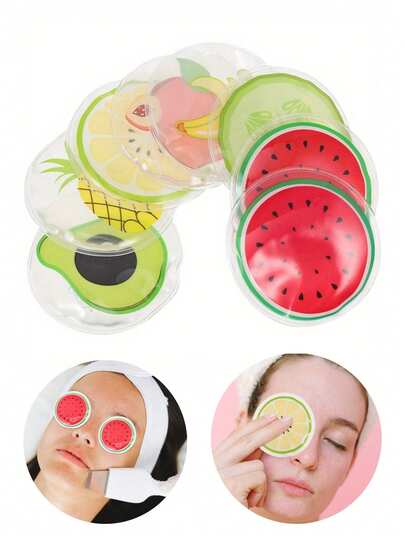1/2/8pcs Gel Beads Ice Pack Ice Eye Bag, Gel Eye Mask, Reusable Cute Cooling Ice Eye Pad,Under Eye Patches,Fruit Pattern Cooling Eye Pads & Masks, Round Small Cold Compress For For Dark Circles And Puffy Eyes, Vibrant Fruit Designs (Kiwi, Watermelon, Pineapple), For Travel