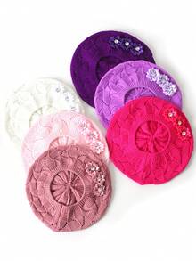 2pcs/1pc Women Knitted Hollow-Out Solid Beanie, Fashion Casual Versatile Cap - Multicolor - View 13