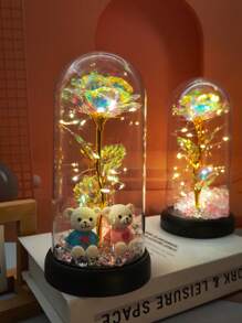 圣诞节情人节礼物钻石熊玫瑰塑封送老婆送妈妈母亲节毕业季礼物永生花礼物生日周年礼物家居装饰摆件