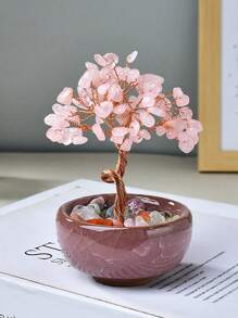 1 件水晶树装饰、圣诞桌面装饰礼物、家居装饰、办公桌装饰、派对礼品、卧室装饰、办公室装饰、房间装饰、房屋装饰、办公桌配件、桌面装饰、优秀的教师礼物、办公桌用品、粉色装饰、水晶饰品、婚礼用品