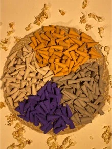 90克沉香锥形香，手工制作，持久留香，家居香氛，空气净化器，冥想辅助，薰衣草，沉香，栀子花香 - 優質彩色香錐 - 查看 8