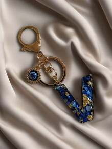 1 PC Bohemian Style Evil Eye Resin A-Z Initials Keychain, Rectangular Initials Decorative Accessories, Lobster Clasp, Mountaineering Buckle, Unisex Fashion Simple Accessories, Wallet, Backpack, Car Pendant Keychain, Suitable For Daily Travel, Holiday Gifts For Friends Or Yourself, Family, Birthday Gifts, Ramadan Gifts School Car Accessories Cute Goth Y2k