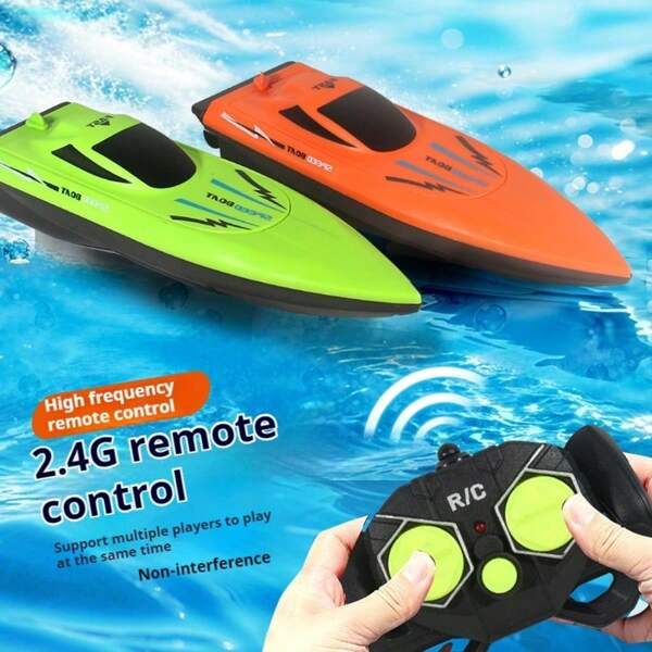 Barco de carreras controlado por control remoto de 2.4GHz, bote de carreras a velocidad para dos personas, juguete de barco de carreras acuáticas para niños, modelo de lancha eléctrica propulsada por hélice, juguete acuático para niños, regalo para cumpleaños/fiestas
