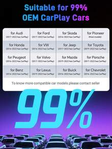 XUDA Acodo 2025 New Wireless CarPlay Android Auto 2 In 1 Mini Car Multimedia Player Box Wired To Wireless Car Adapter Maintains Original Car Functions Wireless Connection Plug And Play Suitable For 99% Of Original Cars