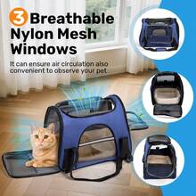 Secure Zipper Anti-Escape Pet Carrier Backpack | Spacious Ventilated Foldable Cat/Dog Travel Bag | Car & Airline Approved Collapsible Cage With Breathable Design - 深藍色 - 查看 6