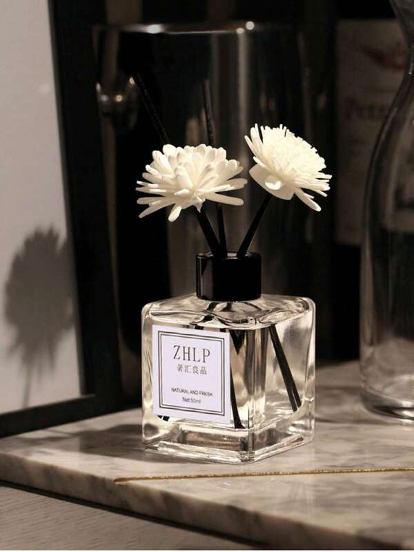1 pezzo 50ml Fragranza per ambienti domestici, aromaterapia, incenso con effetti duraturi e rinfrescanti per toilette e bagno, aromaterapia senza fuoco (quantità di fiori decorativi/bastoncini di aromaterapia casuale)