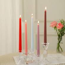 4pcs/Set Multicolor European Style Tall Tapered Odorless Smokeless Candles, Wedding Anniversary Candlelight Dinner Decor, Christmas Event Venue Decor, Suitable For Halls, Exhibitions, Elegant Gatherings - Red, Pink, Blue, Green, Orange, Multi-Color Series