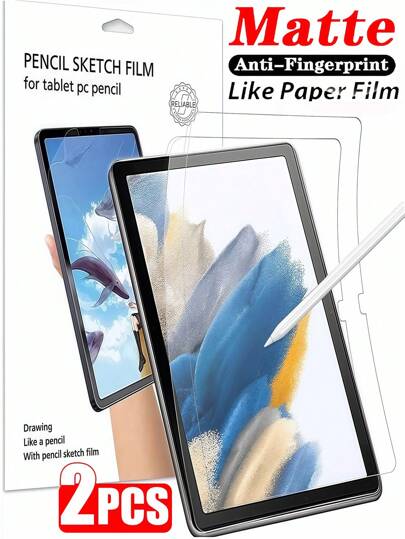 2 件磨砂防眩光、防指纹、防刮纸状薄膜平板电脑屏幕保护膜兼容三星 Galaxy Tab S9 S8 S7 S9FE S10+ S10 FE A9 A9+ S8+ S9+ 12.4 英寸/兼容 iPad 兼容小米 Redmi/兼容华为 Matepad/Honor Office/护眼绘画书写膜软膜非玻璃兼容 Apple Pencil 屏幕保护必备品