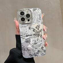 Funda para teléfono (1 unidad) con hilo de color degradado, IMD, láser. Compatible con phone 6/15/14/13/12/11 (toda la serie), 13/14 Pro, 15 Plus y 16 Pro. Incluye protector de lente. Resistente a golpes. Diseño clásico híbrido. - Blanco - Ver 2