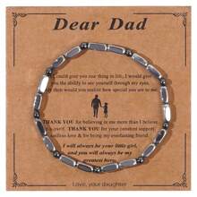 Bracciale da uomo in acciaio dal colore cilindrico, design con perline tonde da 3mm, realizzato con accuratamente selezionato agata nera, con una sensazione di forte e durevole