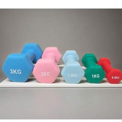 1pc Coated Matte Hexagon Dumbbell, Ladies Home Fitness Equipment