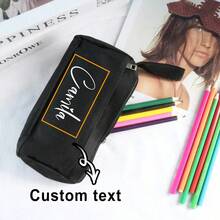 1pc Customized Personalized Pencil Case, Customized Text, Letter Combination Pencil Case, Father's Day Gift, School Supplies, Pencil Case With Zipper, Father's Gift, Final Gift, Student Gift, Large-Capacity Stationery Bag, Student Pencil Case, Unisex, Back-To-School Gift, Personalized Pencil Case, Multifunctional, Waterproof, Decorative, Reusable, Colorful, Retro, Cute, Modern, - Multicolor - View 7
