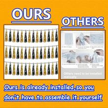 3P Metallic Fringe Tassel Banner Garland Foil Tinsel Streamer Wall Hanging Curtain Backdrop Banner For Parade Floats, Graduation Decorations, Father's Day Party Decoration(Silver)Halloween Christmas New Year - 黑金 - 查看 3