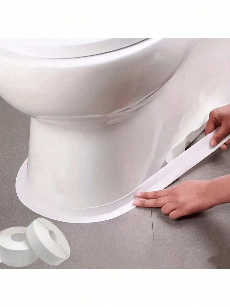 5m Waterproof & Mildew-Proof Toilet Sealing Strip - Strong Self-Adhesive Silicone Tape, Suitable For Bathroom Sink/Shower/Bathtub, Kitchen Cabinet Gaps, Leak-Proof & Moisture-Proof - Great For Home Decoration, Housewarming, And Chinese New Year Gifts - White - View 1