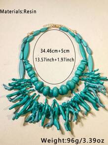 Set de 2 collares elegantes de resina multicapa con colgantes de coral y diseños geométricos, un diseño creativo de vida marina para uso diario y vacaciones en la playa
