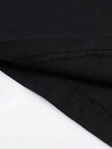 (220 Pure Cotton T-Shirt)   World Wide   Printing Y2k Style Printing Men's Summer Round Neck Short Sleeved Casual Cotton - 黑色 - 查看 4