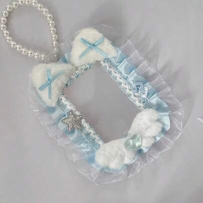 1 Stück süße Foto-Schutzhülle/Kartenetui, 5 Farben erhältlich (Pink, Lila, Blau, Grün, Gelb), kann als Anhänger, Album, Fotohalter, Dekoration für ACG-Charakterkarten, Postkarten, K-Pop-Accessoires, DIY-Engelflügel, Sterne, Schleifen verwendet werden