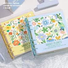 120 页透明方形笔记本，花卉图案可拆卸便携式日记本口袋便笺本，适用于学校用品，返校 - 彩色 - 查看 4