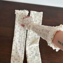 1 peça mangas de braço femininas com estampa floral pequena, mangas de braço com renda e gelo, mangas de braço respiráveis de malha para primavera e verão