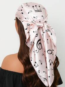 1pc Bohemian Paisley Print 35.4 Inch Square Scarf, Versatile Bandana For Women To Use As Headband, Hair Wrap, Shawl, Suitable For Casual & Street Style, Outdoor UV Protection - Black - View 5