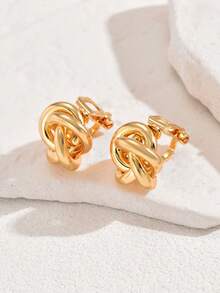 1 Pair Fashionable Geometric U-Shaped Metal Ear Cuff For Women, Daily Wear, Birthday Gift For Friends, No Piercing Earrings - Ear Clip - View 14