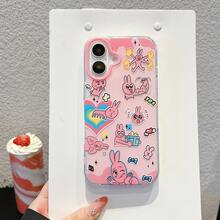 Funda de teléfono con diseño divertido de conejo rosa compatible para iPhone 15 16 Pro Max/14 Pro/11/12 Pro/13 Pro, con función de protección contra caídas