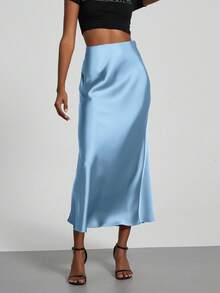 Se-Hore Fashion Women's Elastic Satin Finish Maxi Skirt, Suitable For All Seasons