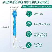 10 Pcs Mini Brushes-Disposable Toothbrushes With Toothpaste,Toothpaste + Tongue Scrapers + Floss + Pick For Work Or Travel, Individually Wrapped For Work Or Travel