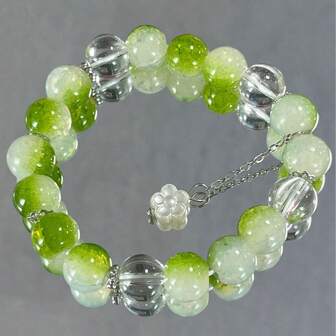 1 件女士绿色碎珠和玻璃珠手链