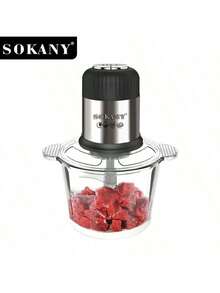 3L Stainless Steel Electric Meat Grinder, With 4 Sharp Blades, Can Grind Meat, Vegetables, Fruits And Nuts. SOKANY