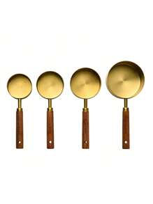 Stainless Steel Measuring Spoon Set, Multi-Functional Kitchen Tool, Stainless Steel Measuring Cup With Acacia Wood Handle, Measuring Spoon Set Is A Baking Tool Suitable For Dry Goods And Liquids, DIY Seasoning Spoon, Perfect Gift For Baking Friends