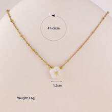 1 件 18K 金真空镀不锈钢贝壳花耳钉和开口戒指首饰套装，精致百搭的欧洲风格 - 花朵 - 查看 9