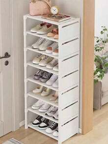 6/7/8 Tiers Narrow Shoe Rack Vertical Shelf Stable Organizer Space Saving Storage Cabinet Sturdy Easy DIY Non-Woven Fabric Metal Freestanding Shelves For Closet Entryway Hallway Bedroom