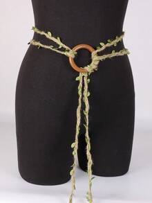 1 件加大码亚麻绿叶手工编织腰带角色扮演 O 形环中世纪腰带维京服装文艺复兴节 LARP 海盗装扮精灵弓箭手集市万圣节 - A - 查看 6