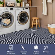 1Pcs Room Decor Modern Rainbow Stripe Geometric Rug For Living Room Bedroom Runner For Hallway Non-Slip Machine-Washable Floor Mat Foldable & Durable Home Decor Abstract Area Rug For Dining Room Dorm - Blue - View 7