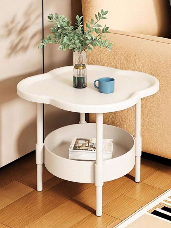 1 pièce Table basse créative pour la maison, étagère de rangement mobile minimaliste moderne pour le salon, table d'appoint de canapé ton crème, table de chevet, table de balcon, table de nuit pour chambre à coucher