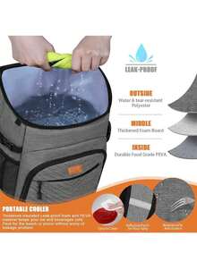 1pc Cooler Backpack Insulated Leakproof Waterproof Backpack Cooler Bag 30 Cans, Large Capacity Lightweight Travel Camping Beach Backpack Cooler Ice Chest For Men And Women Bag For School School Accessories School Stuff - Multicolor - View 10