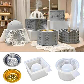 Set de 3 moldes de silicona con estilo de Oriente Medio para quemador de incienso, molde de decoración de escritorio para quemador de incienso con diseño cultural creativo, molde de yeso o arcilla