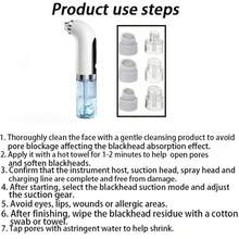 黑头导出器，毛孔真空清洁器，电动祛痘器，黑头导出器，USB充电式水循环洁面仪，电池容量：300mAh，新款黑头测试仪 - 白色 - 查看 6