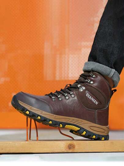Men's Microfiber Upper Leather Steel Toe Boots Work Shoes, Waterproof Anti-Puncture Anti-Smash Safety Boots,Comfortable Casual Fashion High-Top Durable Rubber Sole Shoes Wear-Resistant Work Shoes Non-Slip Work Boots,Climbing Warehouse Daily Repairs Work Trainers Safety Trainers