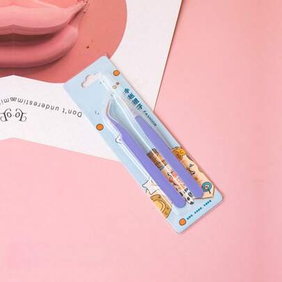 2pcs Tweezers, Scrapbook Stickers, And Tape Dispenser Multi-Functional Stationery Tools, DIY Trash Diary Album School Supplies, Back To School Essentials