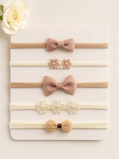 Kit de Boas-Vindas Laços Na Meia De Seda 5 Unidades Tiaras de Maternidade Bebê