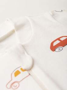 BEBE FOFUXO Baby Jumpsuit Without Feet With Zipper Suede Print (NB/S/M/L/1) - Đỏ và trắng - Xem 2