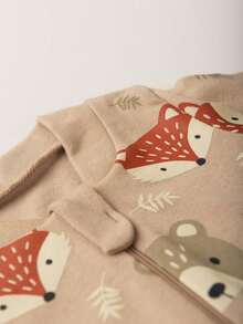 BEBE FOFUXO Baby Jumpsuit Without Feet With Zipper Suede Print (NB/S/M/L/1) - 米色 - 查看 2