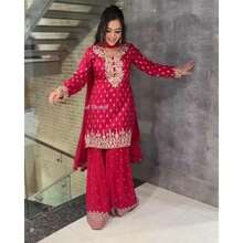 Festive Special Red Gharara Suit Set - Red - View 2