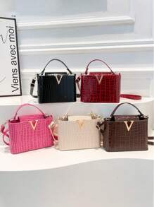 1 buc. Geantă de mână în formă de V cu paiete, stil matur, magnetic, pentru seară, curea de umăr lungă și confortabilă, PU, geantă crossbody, versatilă, casual, foarte atractivă, potrivită pentru ieșiri în oraș, în aer liber, utilizare zilnică, potrivită ca și cadou pentru familie și prieteni, genți pentru doamne la modă