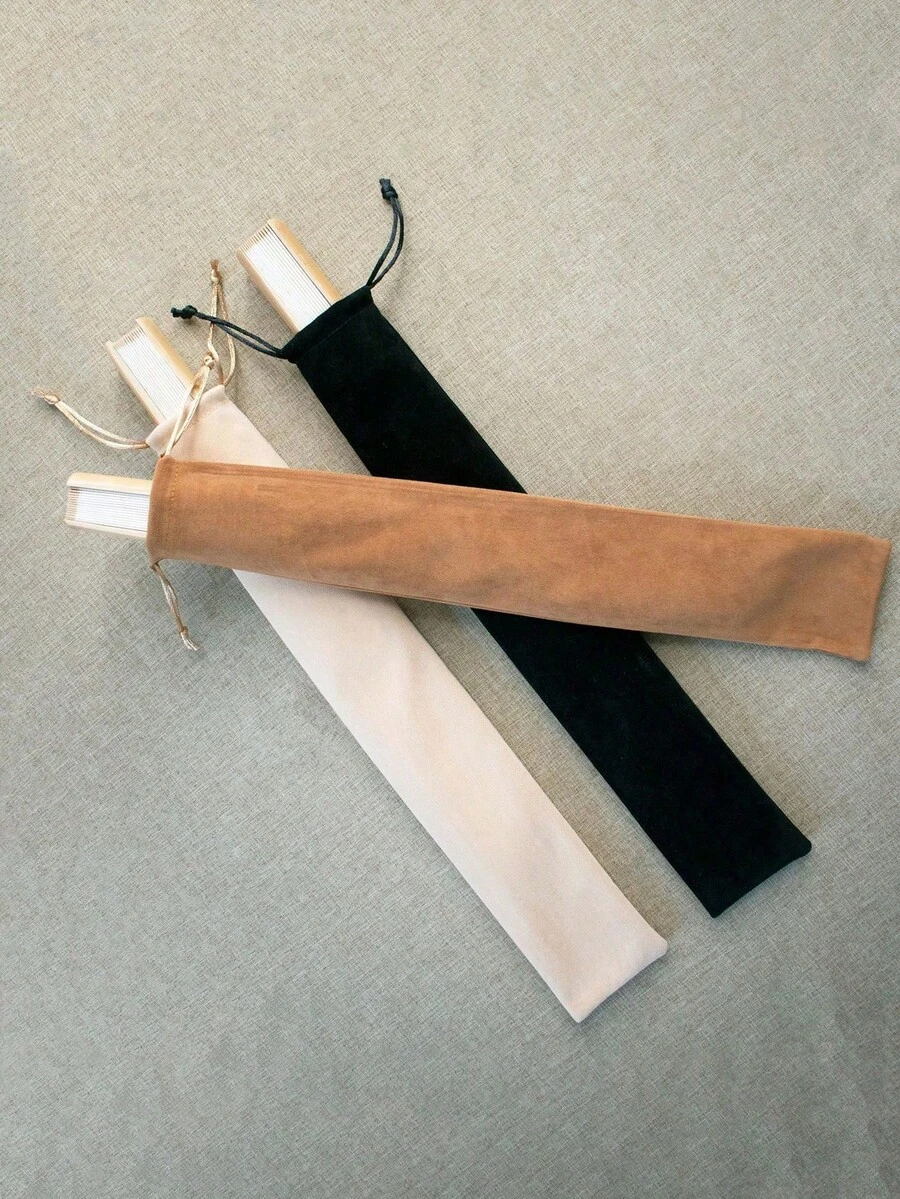 1pc Velvet Hand Fan Pouch With Drawstring - Protective Long Fabric Sleeve Storage Bag For Rave Folding Hand Fans, Portable Fan Protector Gift Bag, Gift Wrap Storage,The Best Gift For Friends And Classmates