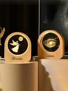 3D Engraved Crystal Ball Lamp, Starry Sky & Solar System Desk Display, Personalized Gift For Friends And Family Back To School - Brown - View 7