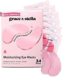 Grace  Stella Award Winning Under Eye Mask - Reduce Dark Circles, Puffy Eyes, Undereye Bags, Wrinkles - Gel Under Eye Patches - Gifts For Mom - Vegan Cruelty-Self Care (Pink, 6 Pairs) - Hồng (24 đôi) - Xem 1